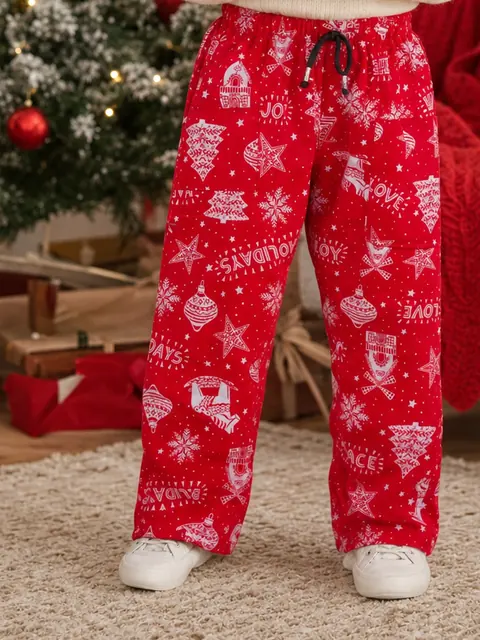Red Christmas casual pants